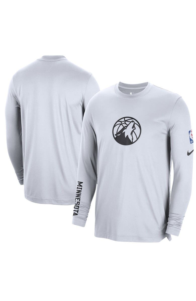 Nike Men's Nike White Minnesota Timberwolves 2022/23 City Edition Pregame Warmup Long Sleeve Shooting Shirt, Main, color,