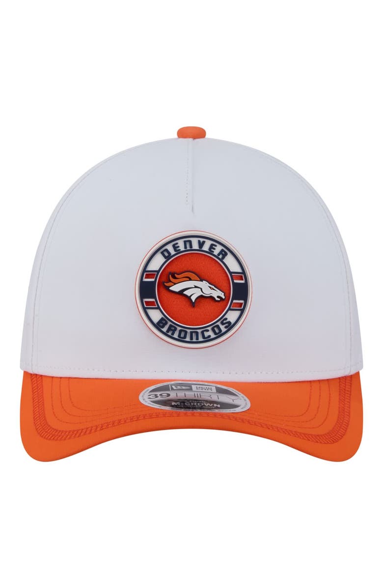 New Era Men's New Era White/Orange Denver Broncos Patch 39THIRTY A-Frame M-Crown Perforated Flex Hat, Alternate, color, White