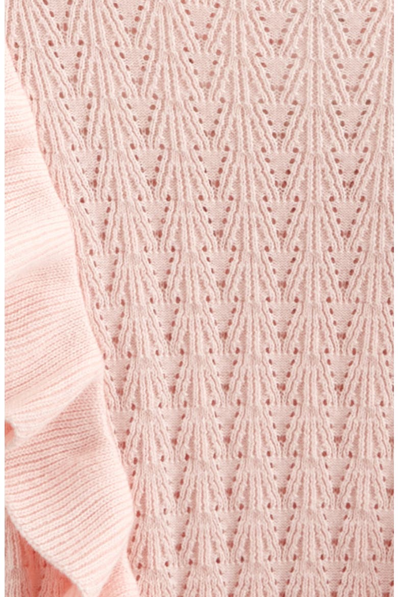 Kids' Ruffle Cotton Pointelle Sweater, Alternate, color, PINK FONDANT
