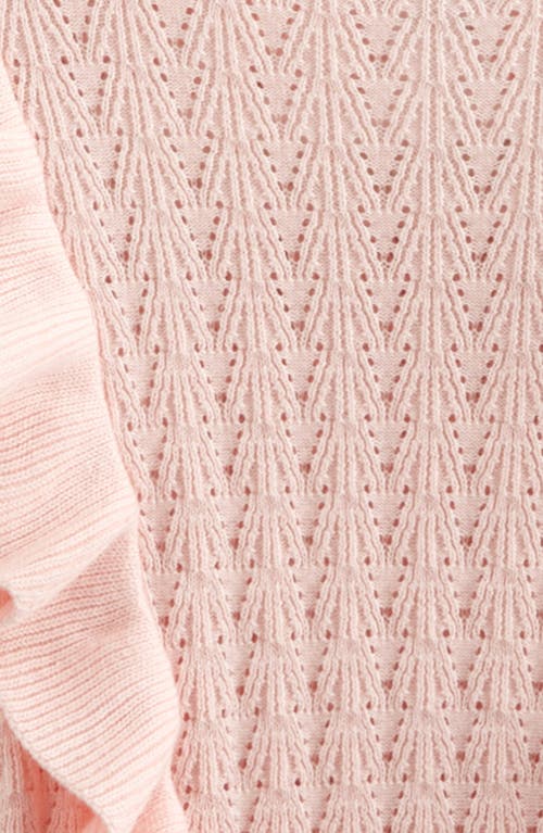 Nordstrom Kids' Ruffle Cotton Pointelle Sweater In Pink
