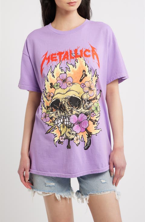 Metallica Fire Scull Cotton Graphic T-Shirt