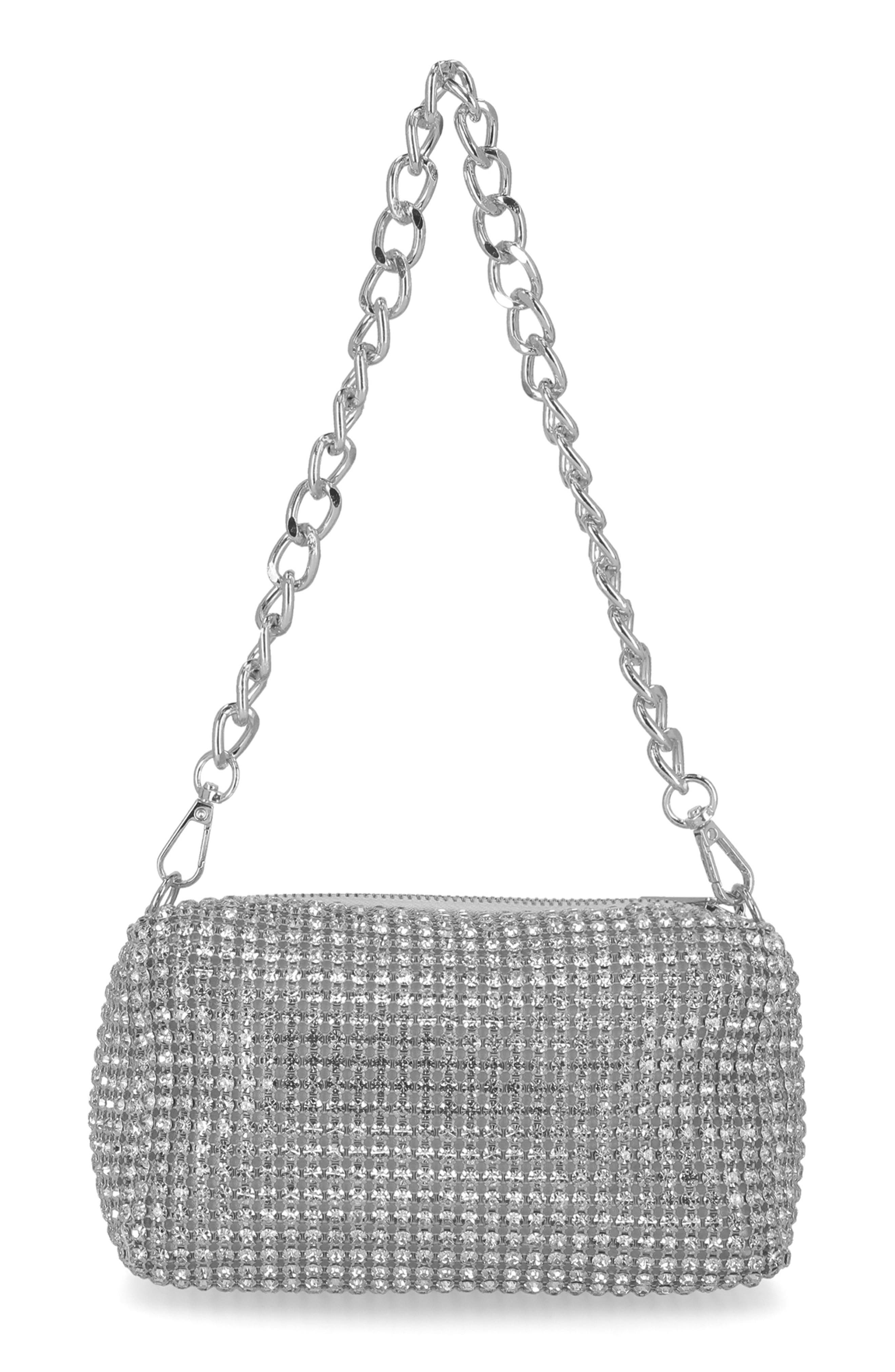 Jessica McClintock Shane Crystal Mesh Shoulder Bag, Main, color, 