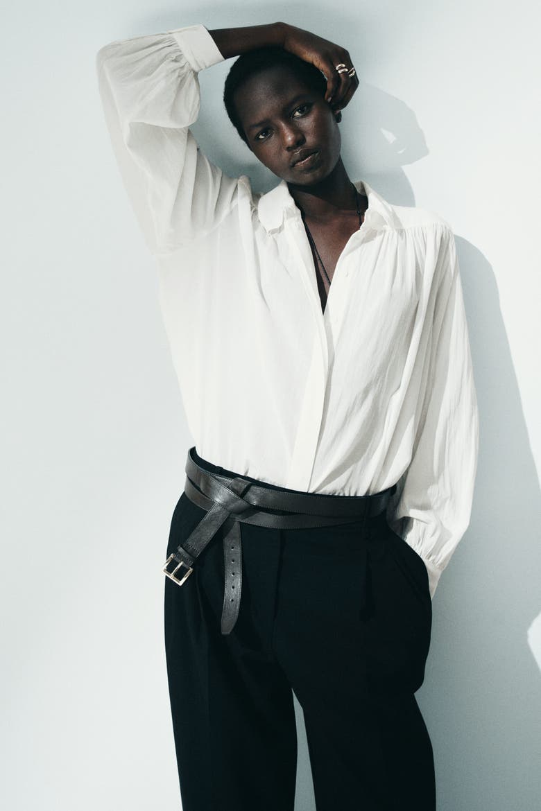 Gathered Blouse, Alternate, color, White