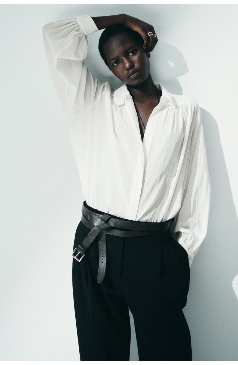 H&M Gathered Blouse, Alternate, color, White