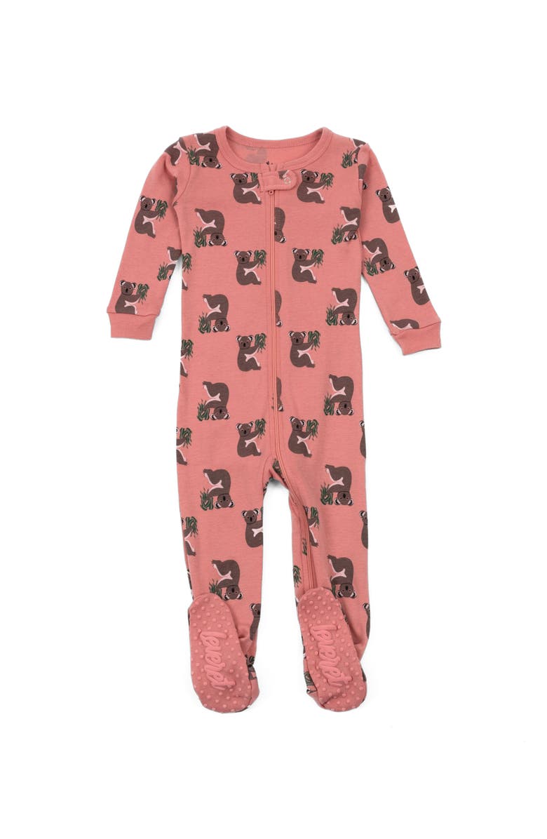 Leveret Footed Printed Cotton Matching Family Pajamas, Coordinated Prints, Main, color, Pink Koala