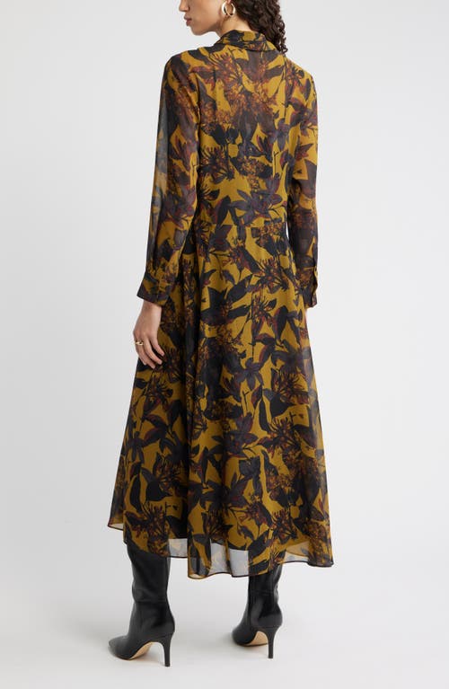 Nordstrom Floral Print Long Sleeve Shirtdress In Green