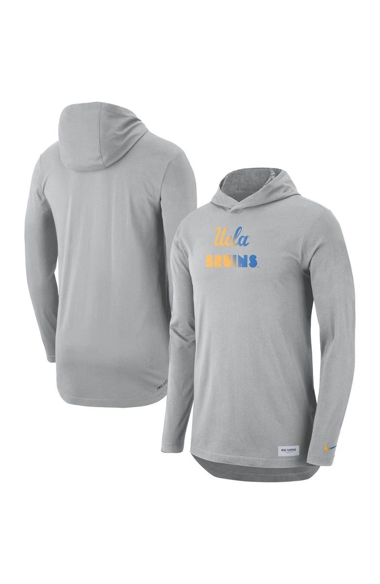 Nike Men's Nike Gray UCLA Bruins Campus Performance Hoodie Long Sleeve T-Shirt, Main, color, 