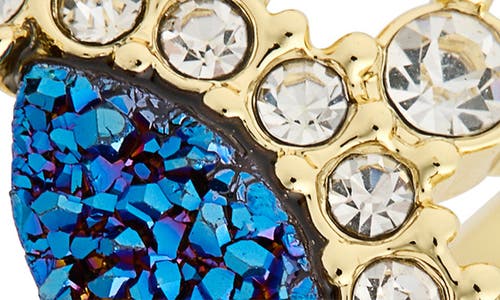 Covet Blue Druzy & Cubic Zirconia Ring In Gold