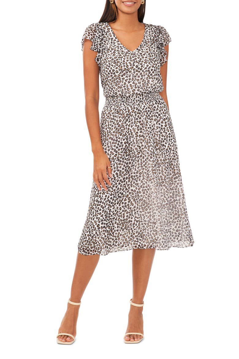 Smock Waist Short Sleeve Dress, Alternate, color, SOFT ECRU