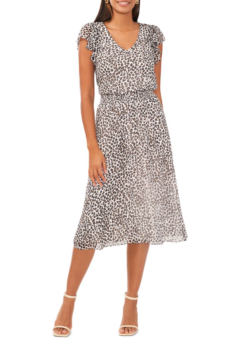 Chaus Smock Waist Short Sleeve Dress, Alternate, color, Soft Ecru 105