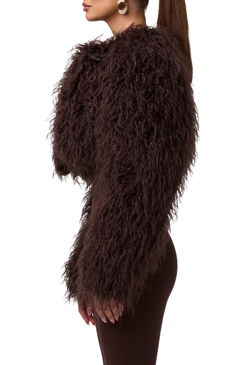 Naked Wardrobe Mongolian Faux Fur Jacket, Alternate, color, Dark Chocolate