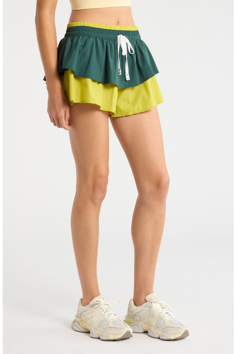 FP Movement Flex It High Rise Tiered Shorts, Alternate, color, EVERGREEN COMBO