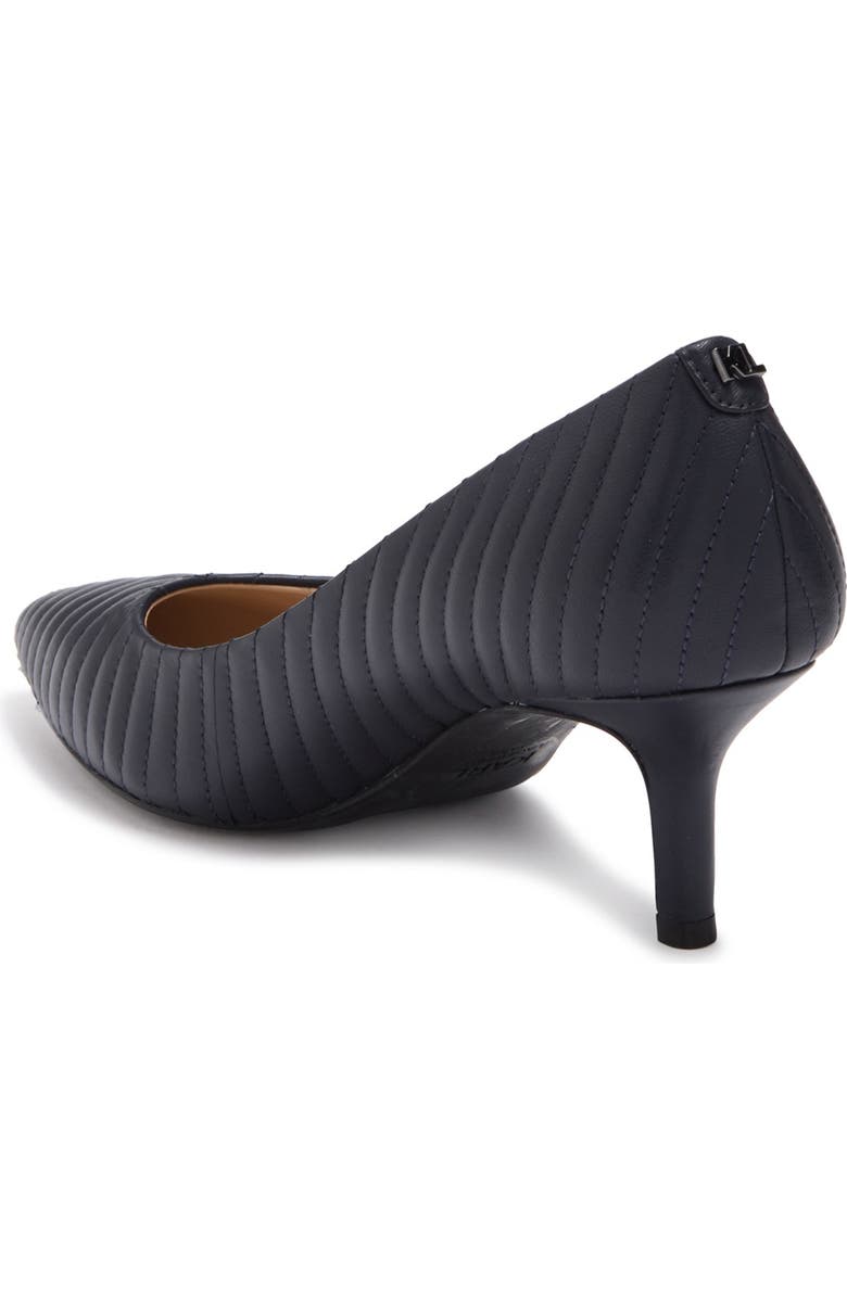 KARL LAGERFELD PARIS Rosette Quilted Pointed Toe Pump, Alternate, color, Midnight