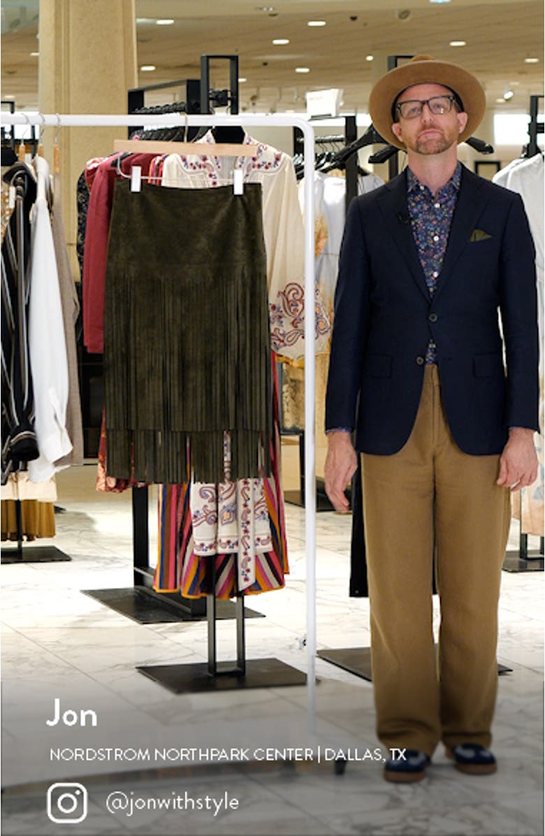 Battage Fringe Suede Midi Skirt, sales video thumbnail
