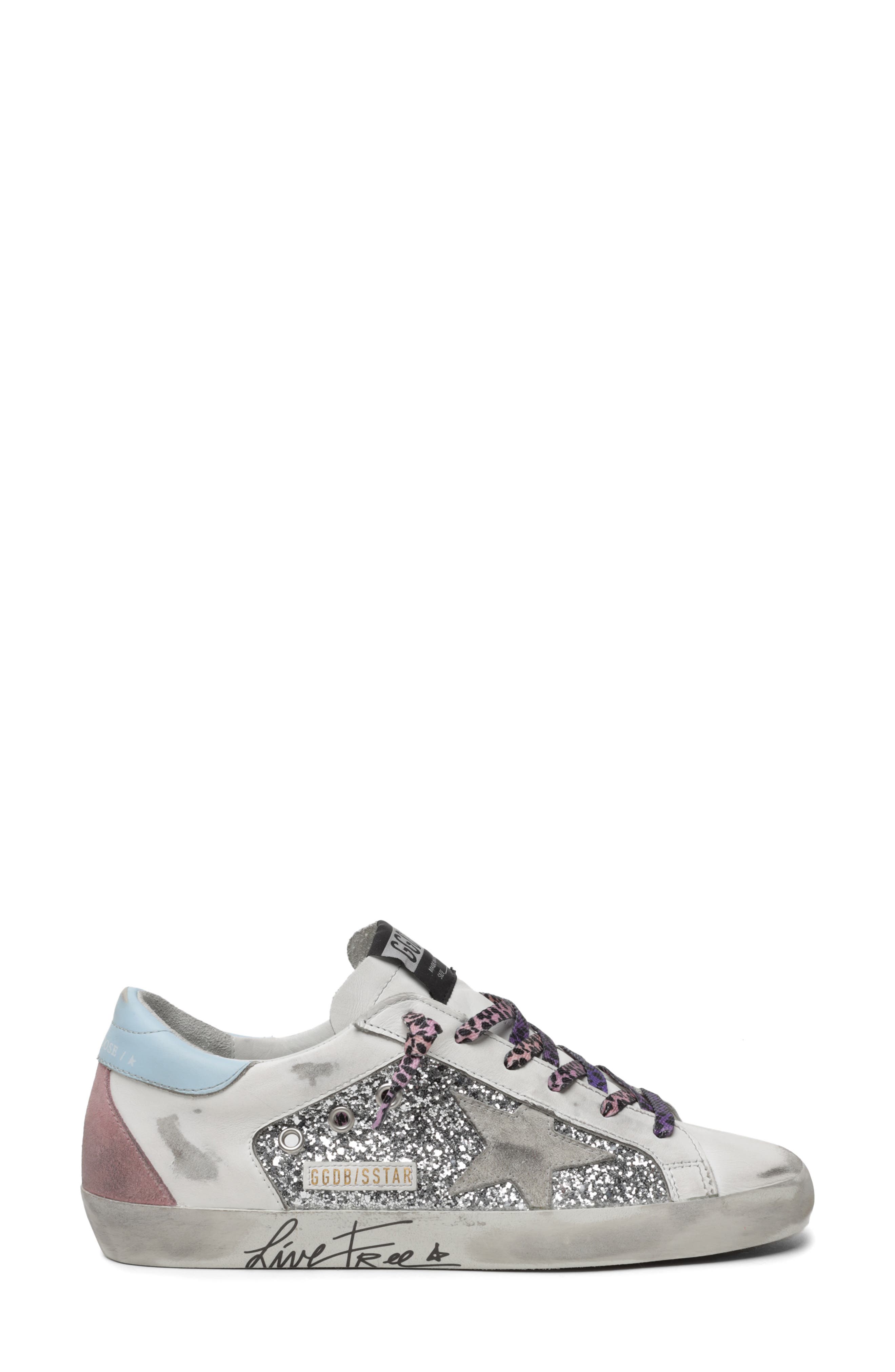 Super-Star Low Top Sneaker, Main, color, SILVER/ WHITE/ AQUAMARINE