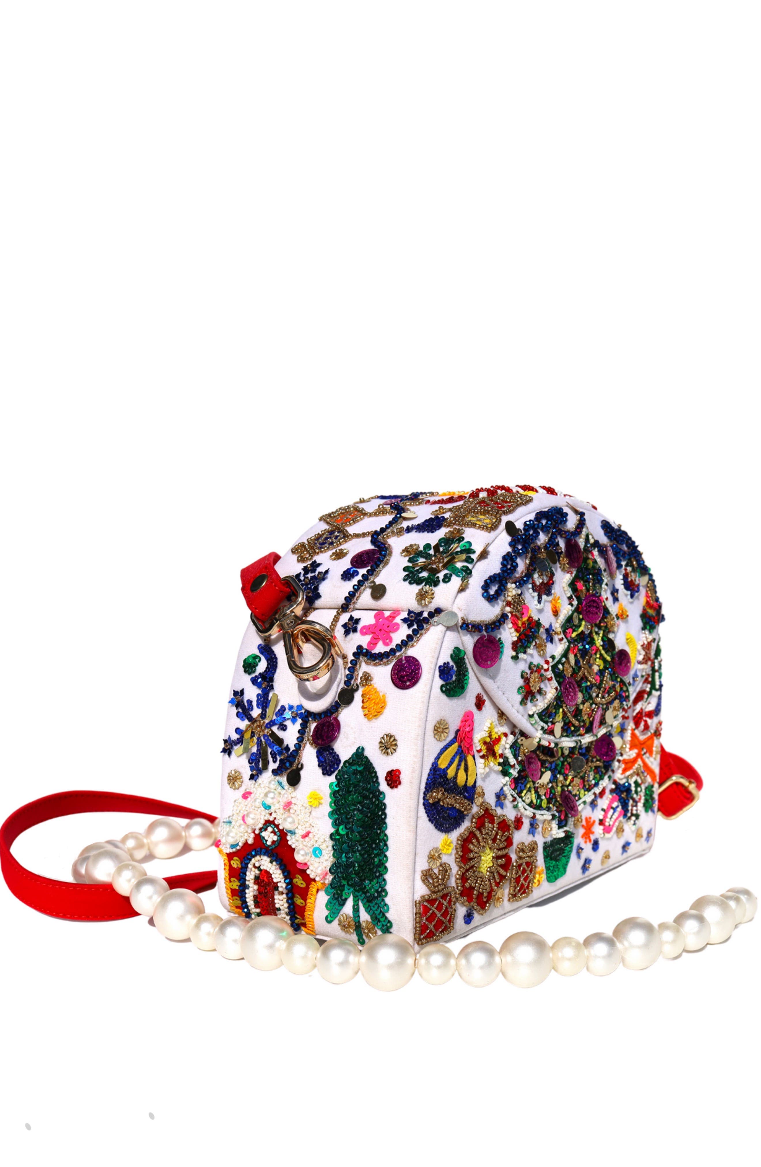 Simitri Holiday Half Moon Bag, Alternate, color, White