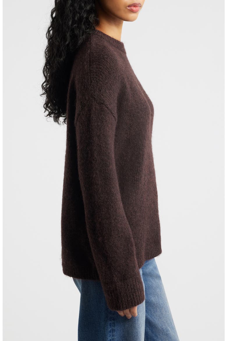 Boxy Fluffy Crewneck Sweater, Alternate, color, CHOCOLATE