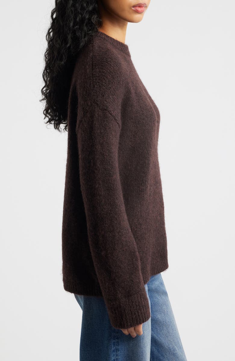 Topshop Boxy Fluffy Crewneck Sweater, Alternate, color, Chocolate