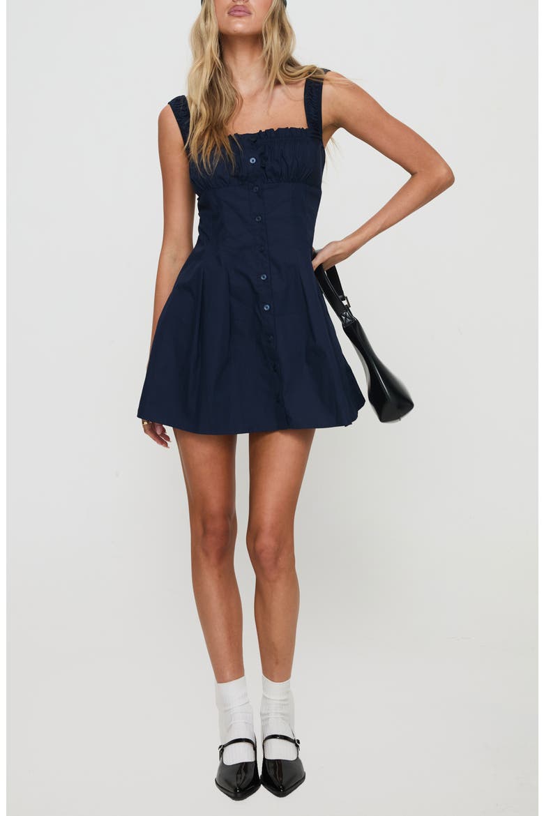 Wait for You Cotton Minidress, Main, color, NAVY