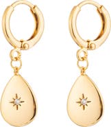 EYE CANDY LOS ANGELES 24K Gold Plated Luna CZ Huggie Hoop Earrings