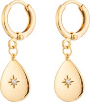 EYE CANDY LOS ANGELES 24K Gold Plated Luna CZ Huggie Hoop Earrings