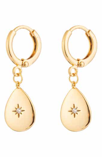 EYE CANDY LOS ANGELES 24K Gold Plated Luna CZ Huggie Hoop Earrings