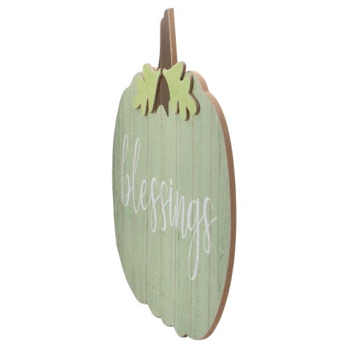 Northlight 20in Blessings Pumpkin Wooden Wall Decor In Green