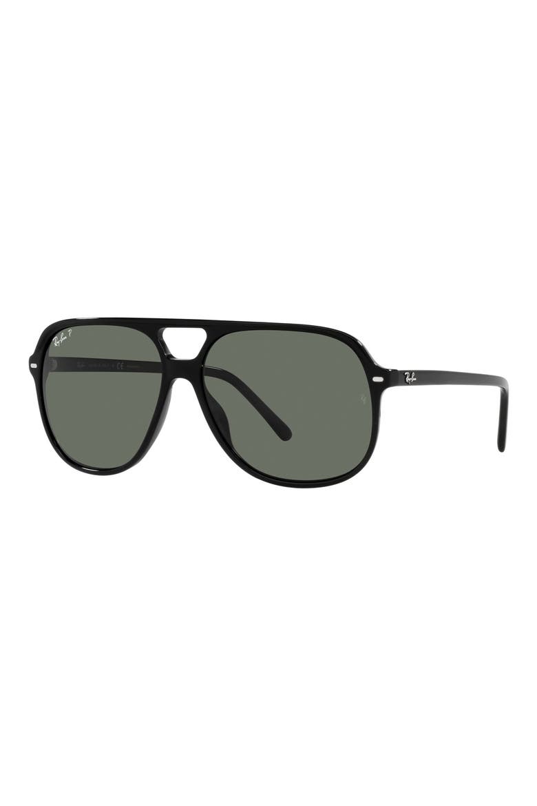 56mm Polarized Square Sunglasses, Alternate, color, BLACK