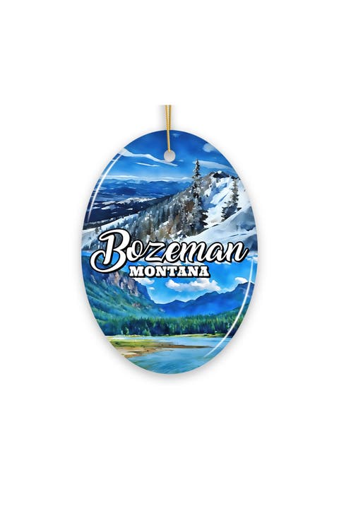 Bozeman Montana Adventure Oval Ceramic Ornament