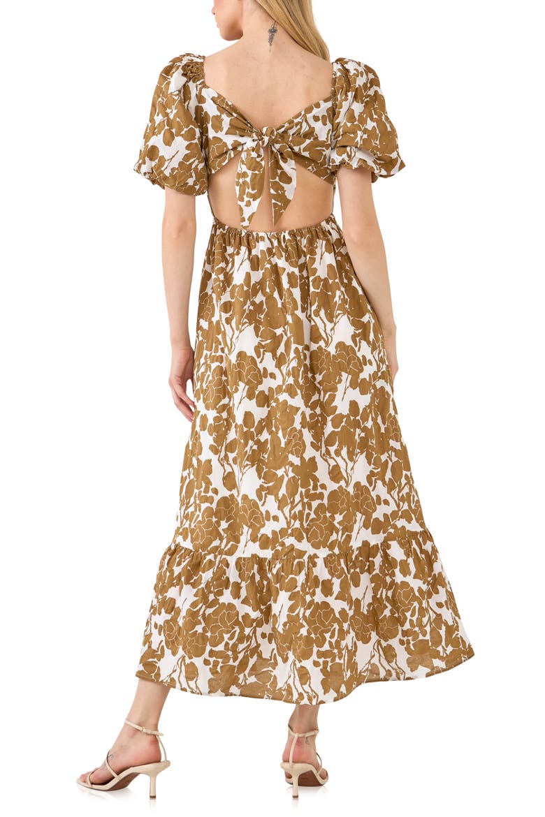 Floral Print Cotton Maxi Dress, Alternate, color, TAN