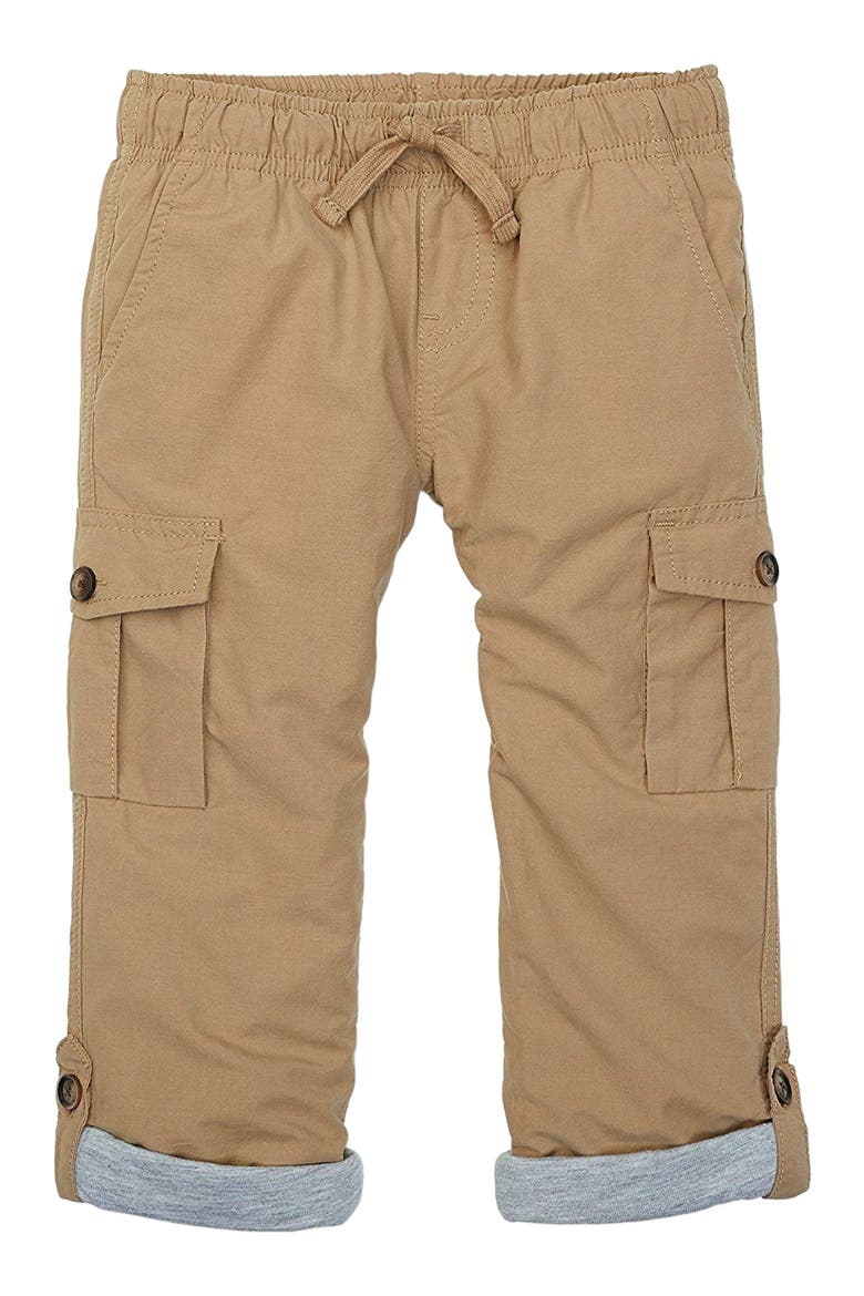 Baby Boys' Lined Pull-On Cargo Pants, Infant, Alternate, color, Medium Brown