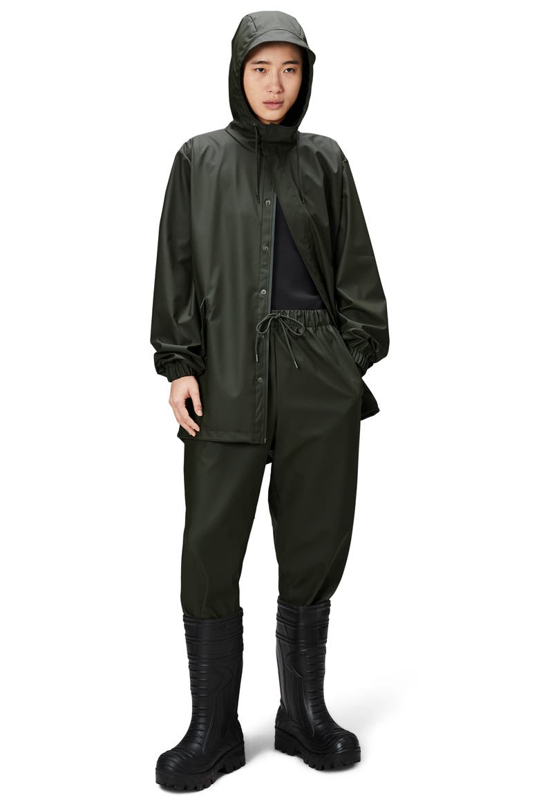 Fishtail Hooded Waterproof Rain Jacket, Alternate, color, GREEN