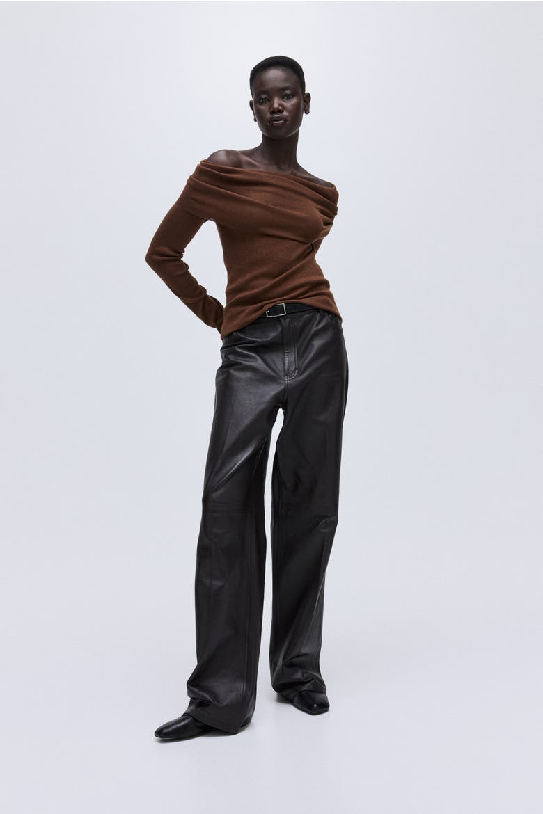 Off-the-shoulder Jumper, Alternate, color, Brown