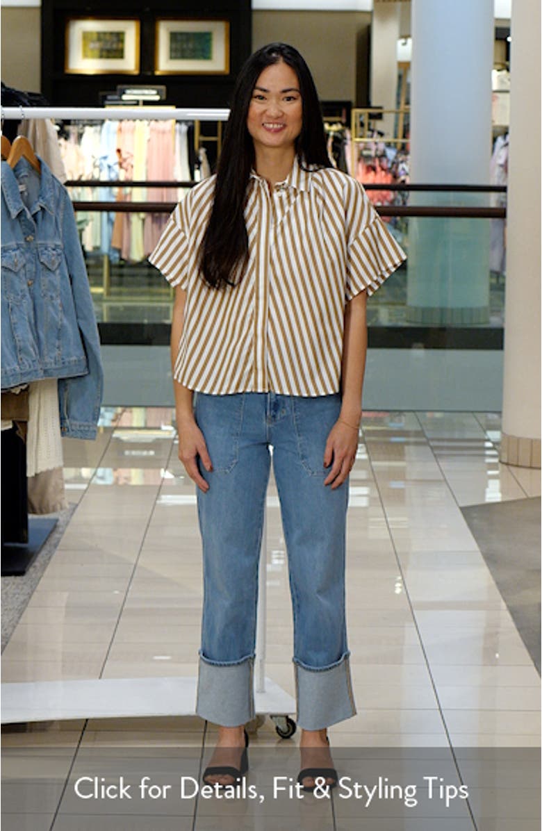 Maura Stripe High-Low Cotton Poplin Button-Up Shirt