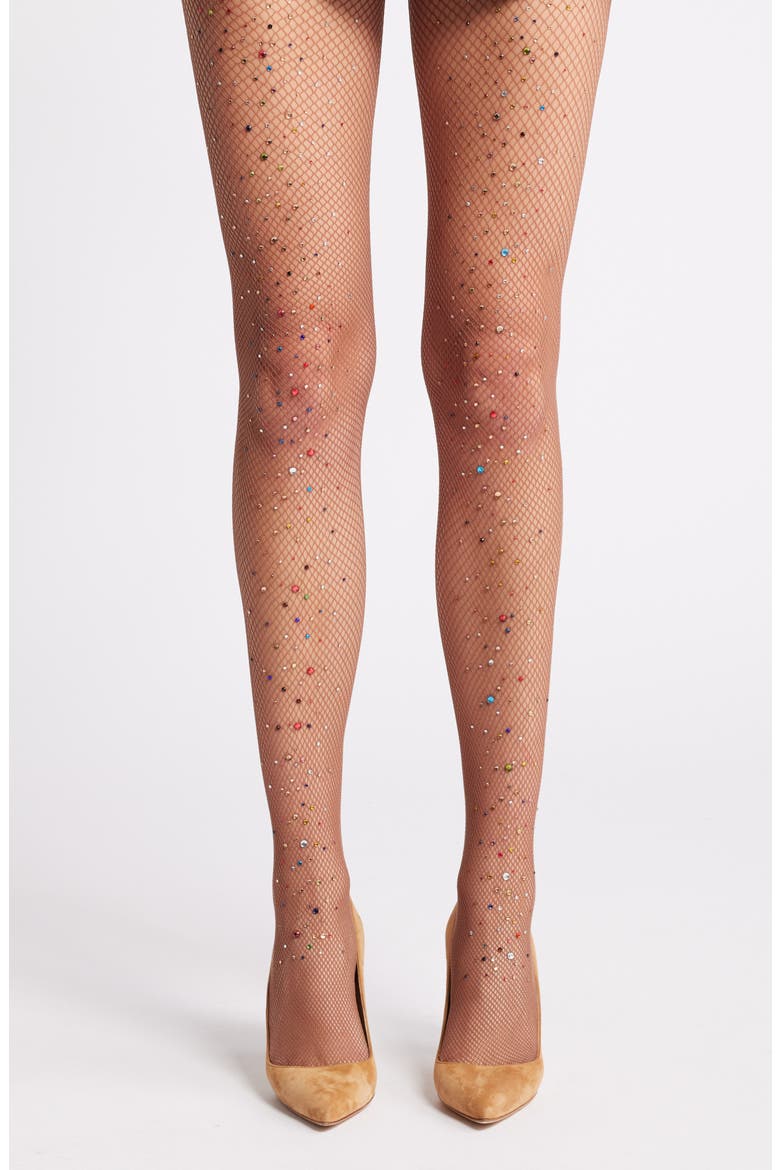 Glitter Fishnet Tights, Main, color, TAN