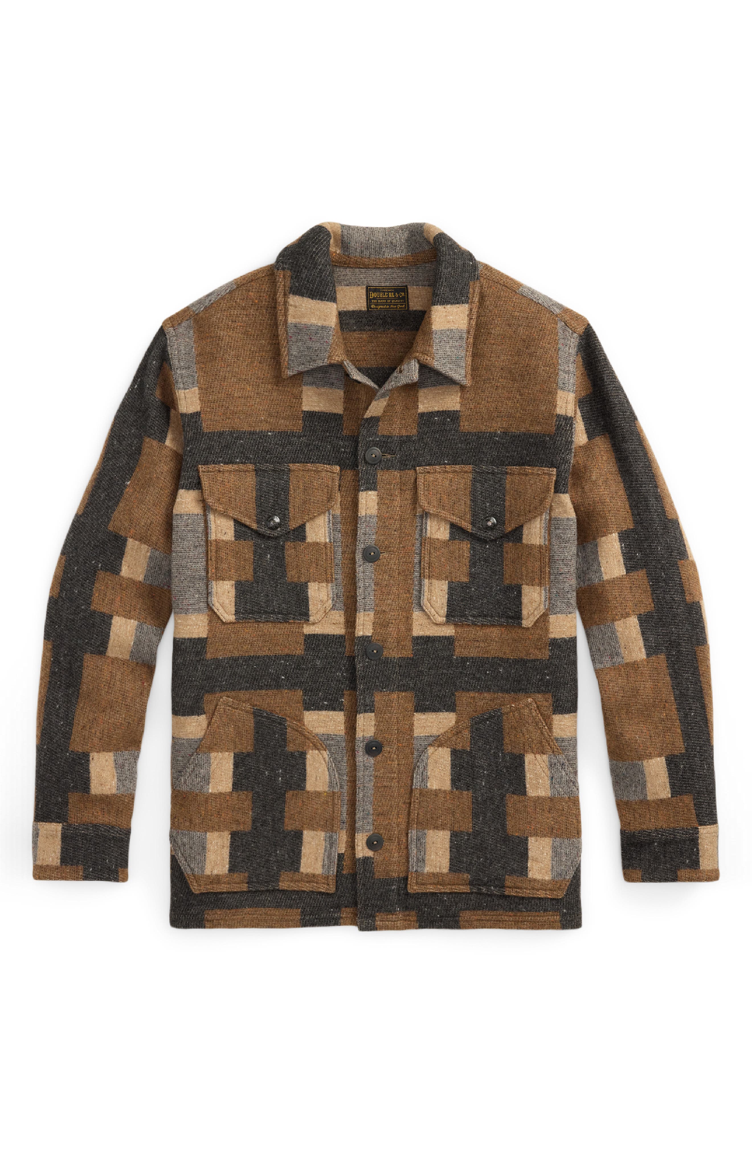 Geo Pattern Wool & Cotton Blend Jacket