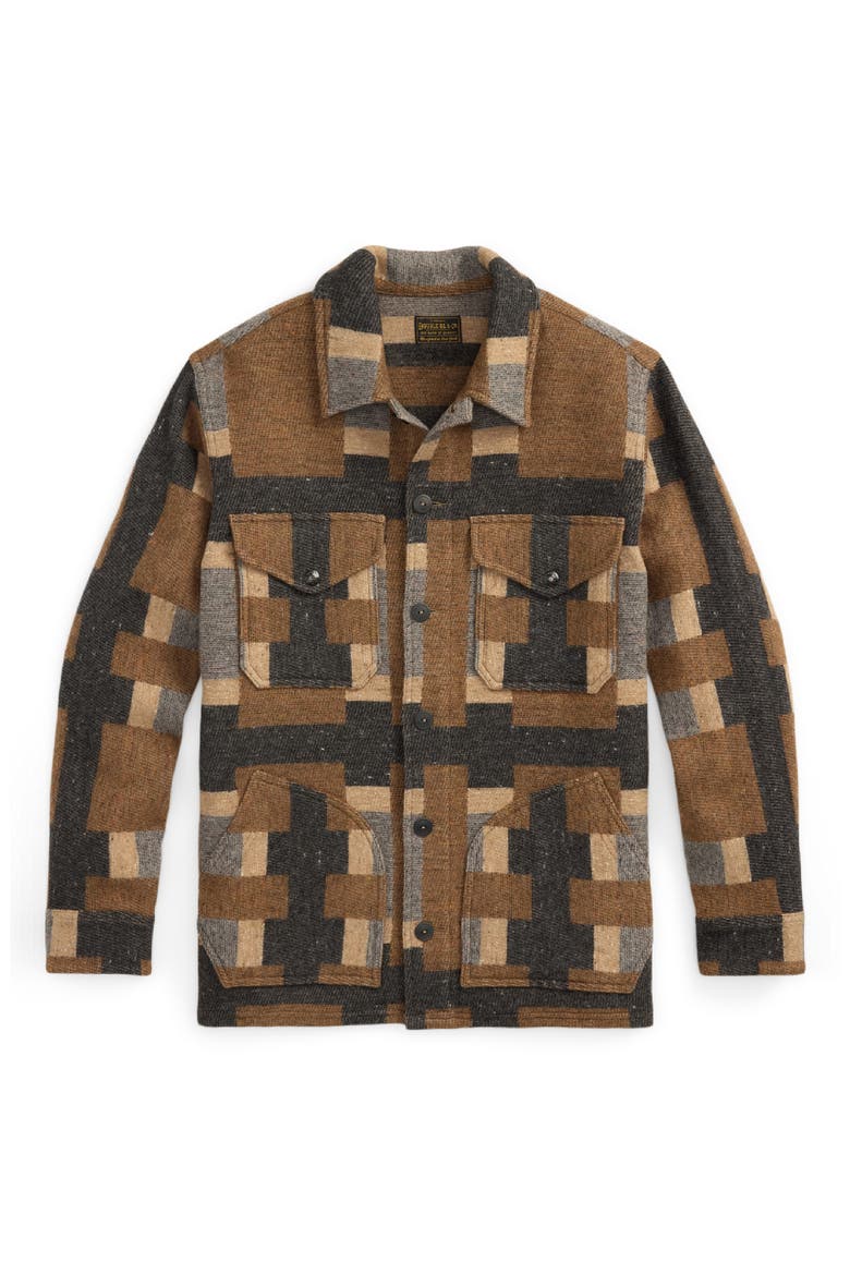 Geo Pattern Wool & Cotton Blend Jacket, Main, color, BLUE MULTI
