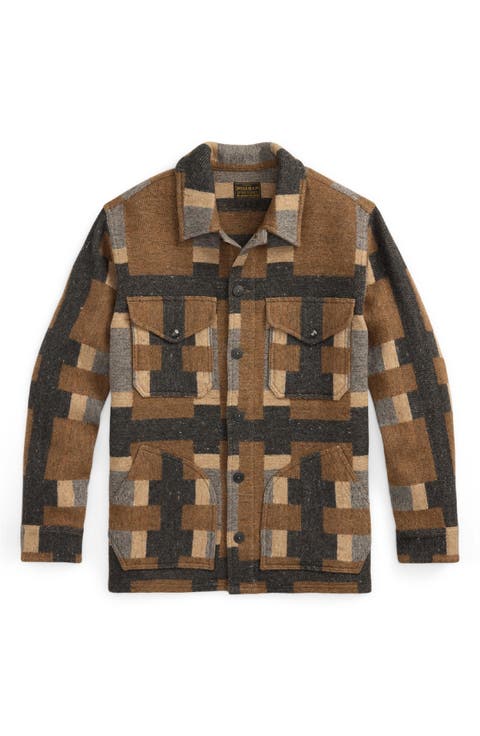 Geo Pattern Wool & Cotton Blend Jacket