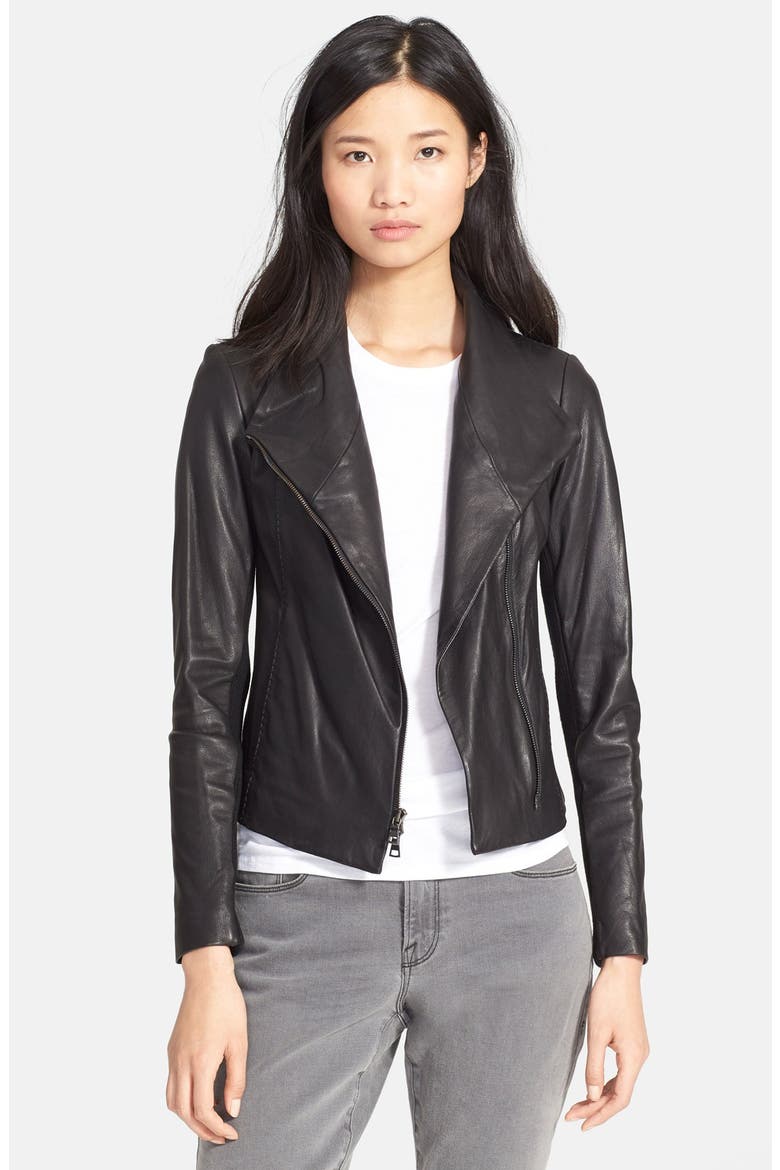 Leather Scuba Jacket, Main, color, BLACK