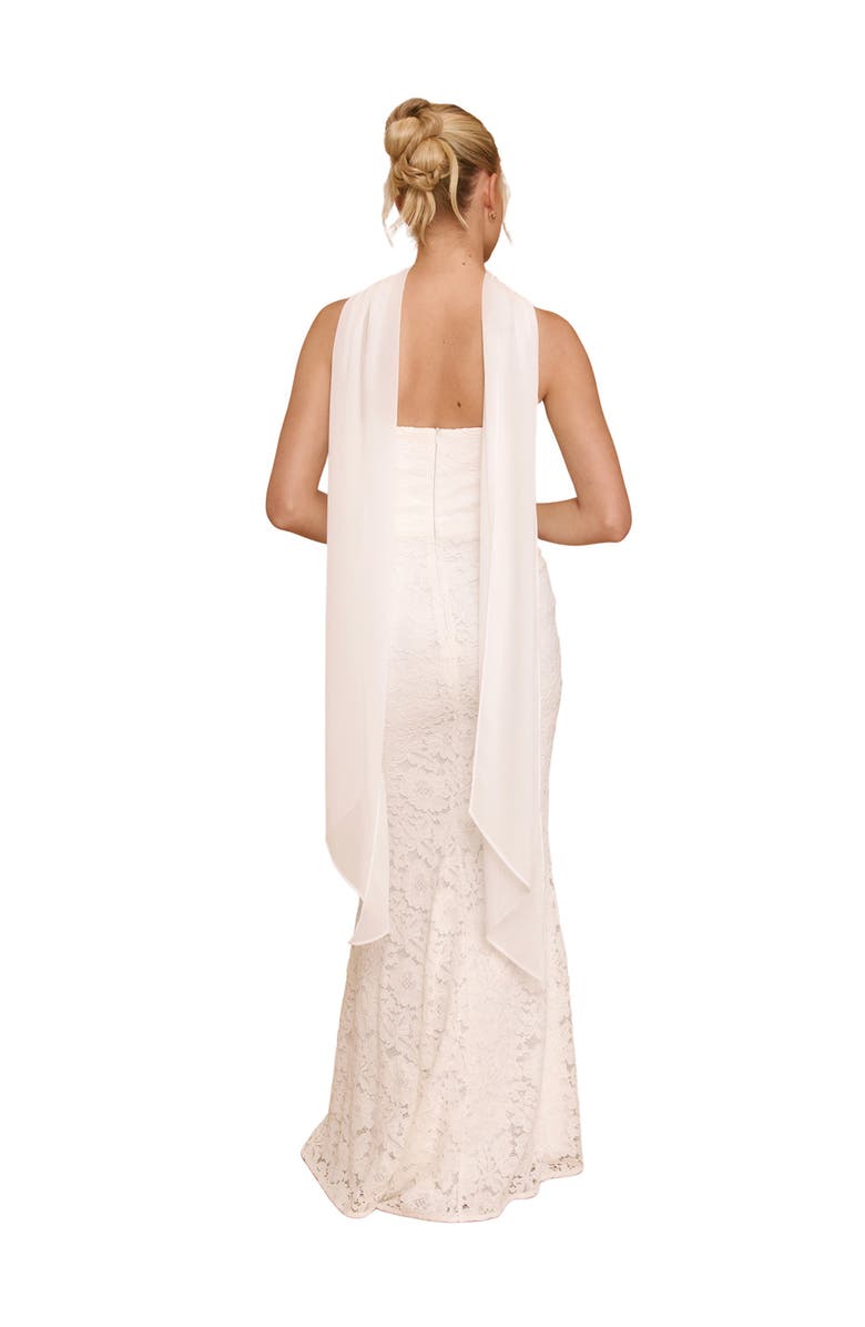 Six Stories Lace Bandeau Maxi Dress With Neck Scarf, Alternate, color, Ivory