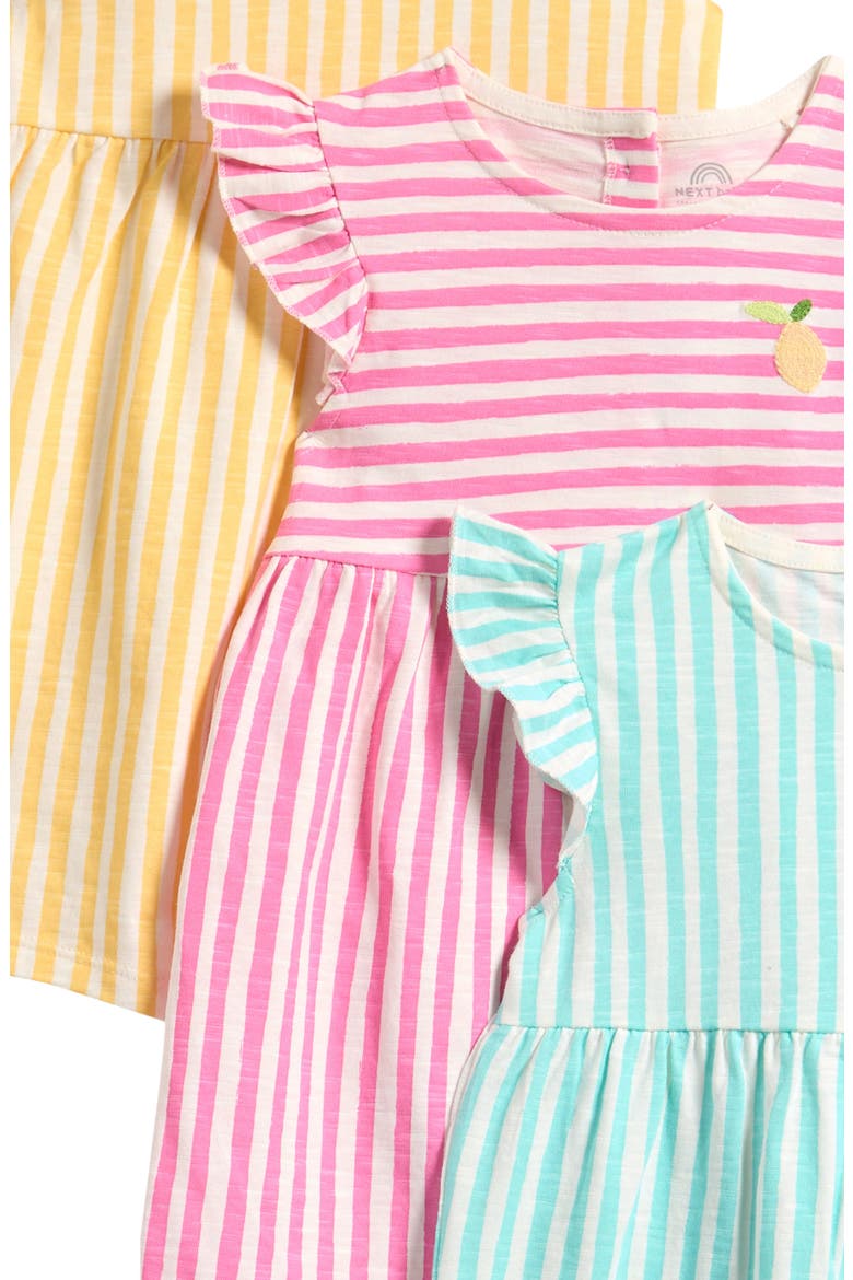 Pack of 3 Assorted Frill Cotton Rompers, Alternate, color, PINK MULTI