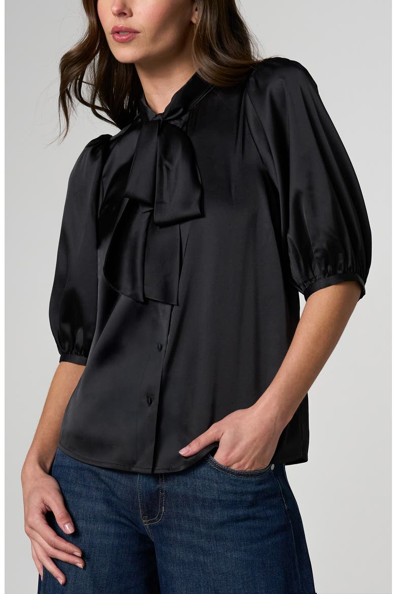 Tie Neck Shirt, Main, color, BLACK
