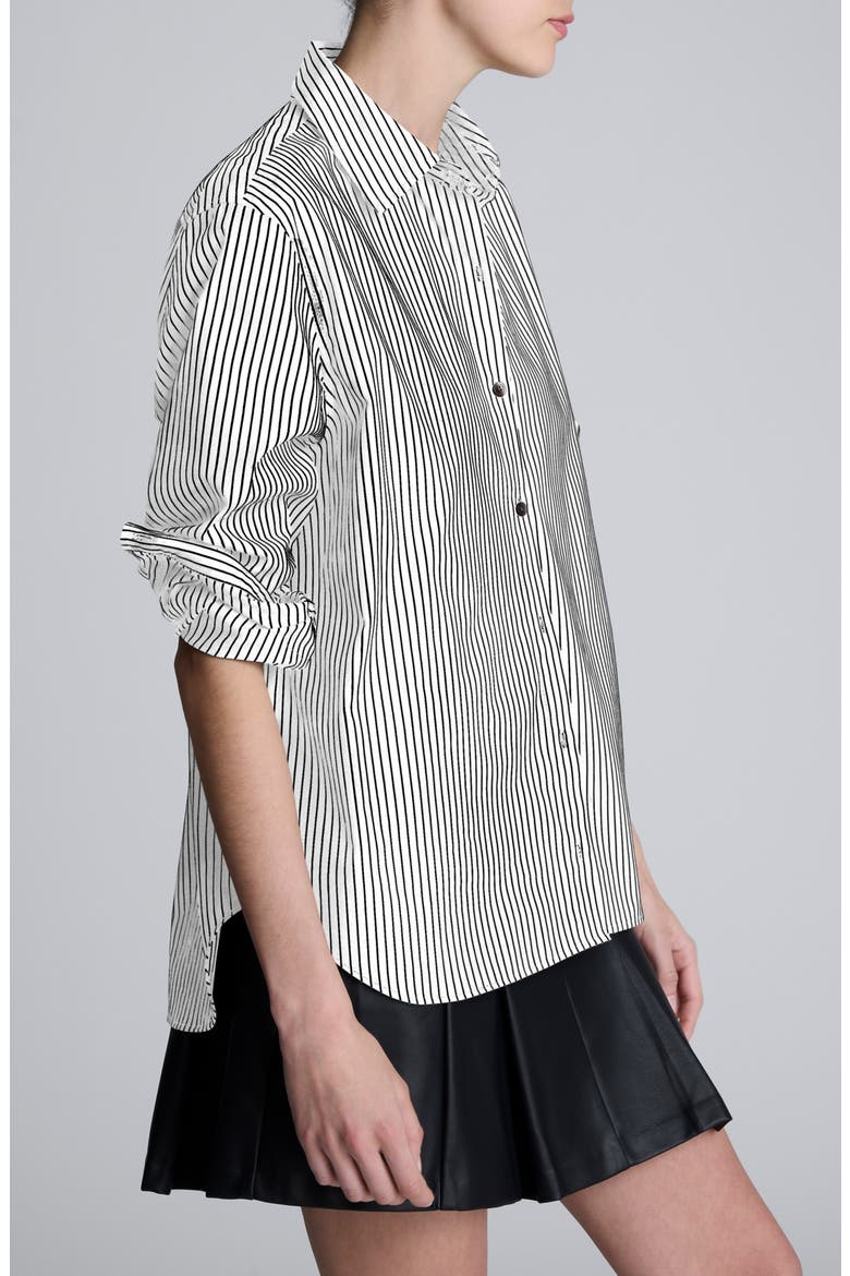 Boyfriend Button-Up Shirt, Alternate, color, PURE WHITE/ BLACK