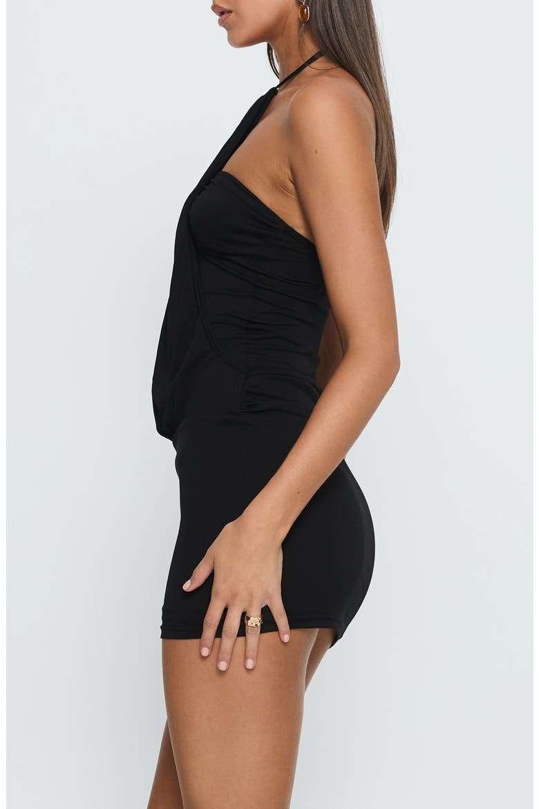 Slip Away Draped Halter Minidress, Alternate, color, BLACK
