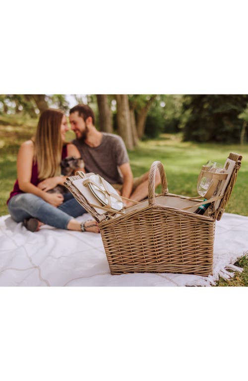 Picnic Time Piccadilly Wicker Picnic Basket In Beige