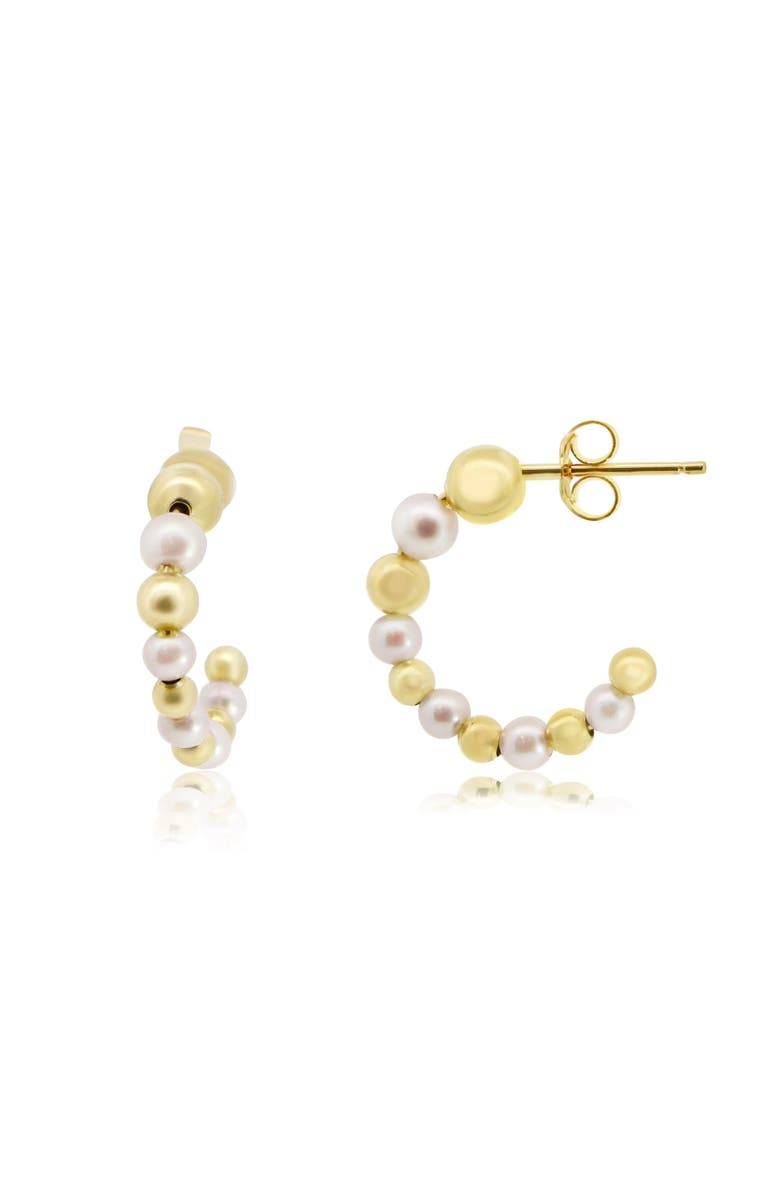 The Lovery Fine Jewelry Pearl and Gold Hoop Earrings, Main, color, Pearl