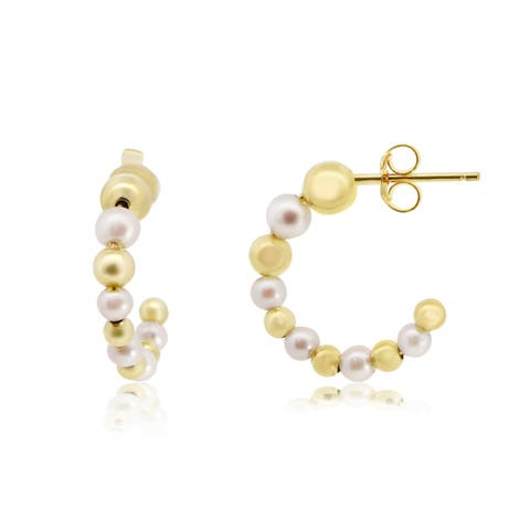 Pearl and Gold Hoop Earrings