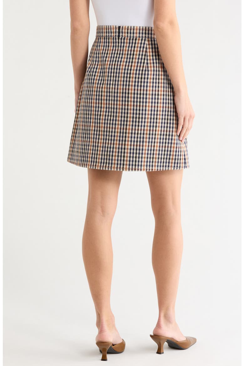 Checkered Miniskirt, Alternate, color, NAVY/ COGNAC