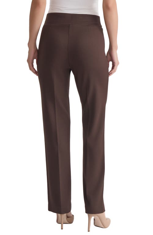 Jones New York Pintuck Pull-on Straight Leg Pants In Brown