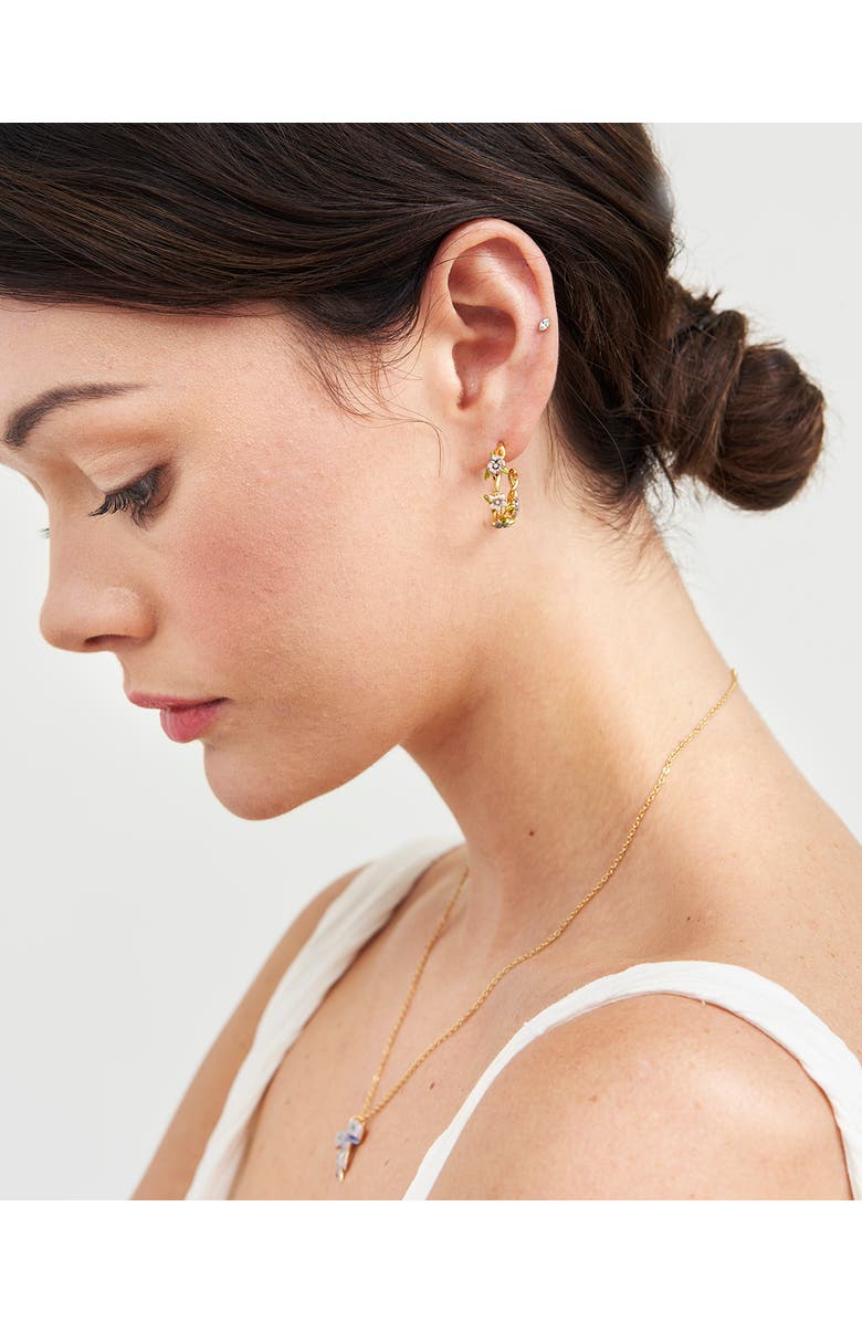 Fable England Wildflower Hoop Earrings, Alternate, color, Gold